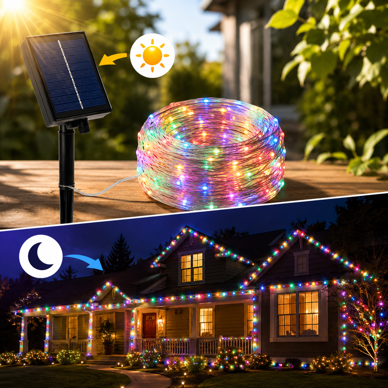 Preventa Navideña 🎄 Guirnalda Solar LED Premium 50 Metros - 50% de Descuento
