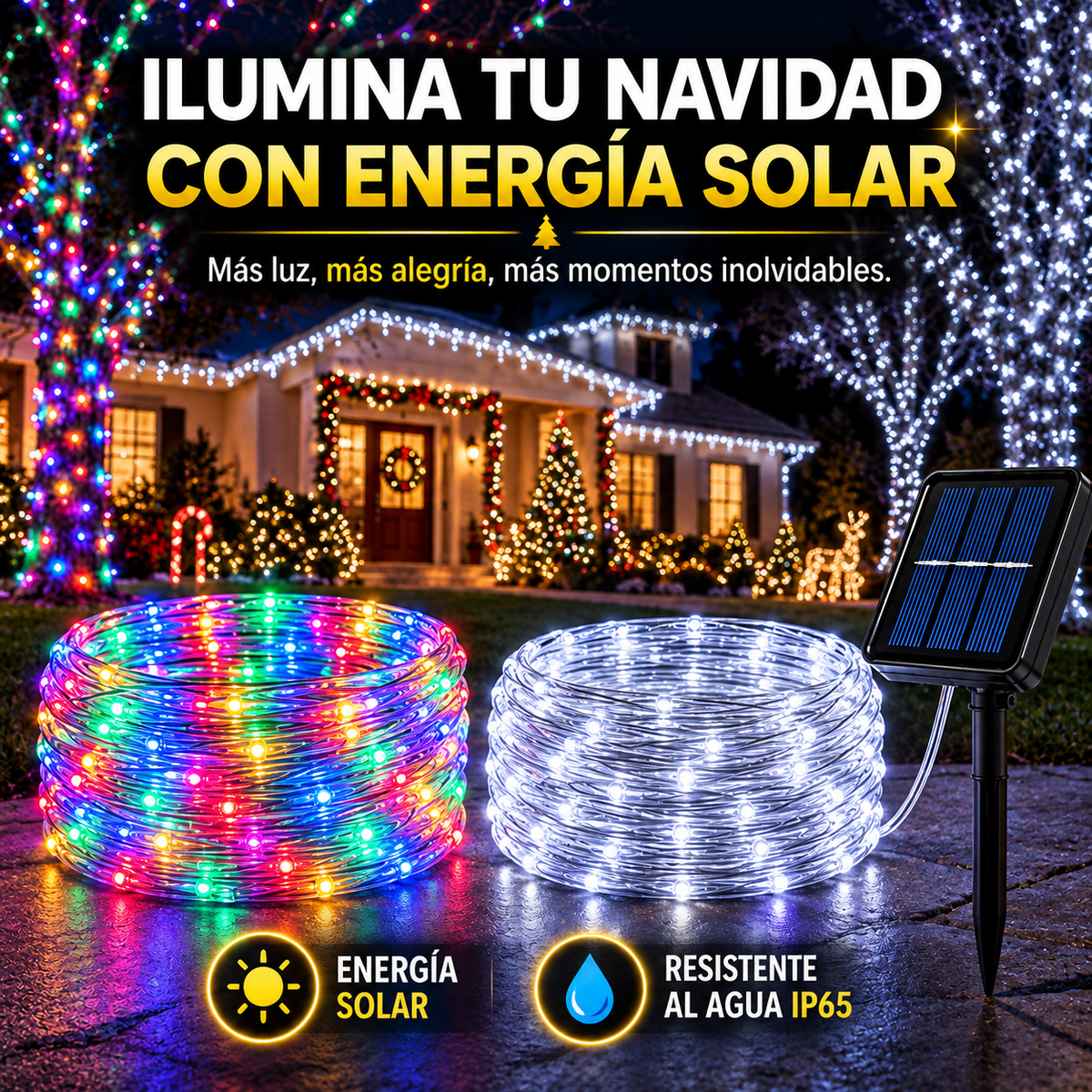 Guirnalda Solar LED Premium 50 Metros 🎄 Preventa Navideña