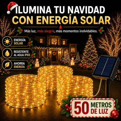 Preventa Navideña 🎄 Guirnalda Solar LED Premium 50 Metros - 50% de Descuento