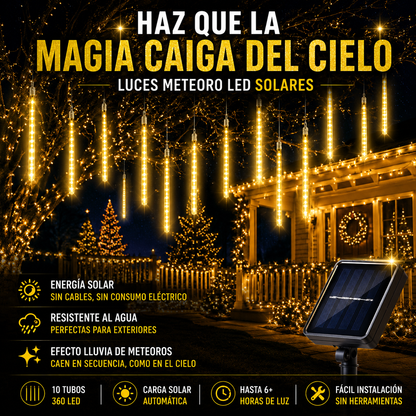 Luces Solares de Navidad Efecto Meteorito ☄️ | Preventa Navideña 🎄