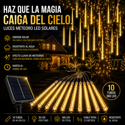 Luces Solares de Navidad Efecto Meteorito ☄️ | Preventa Navideña 🎄
