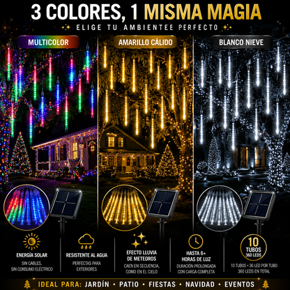 Luces Solares de Navidad Efecto Meteorito ☄️ | Preventa Navideña 🎄