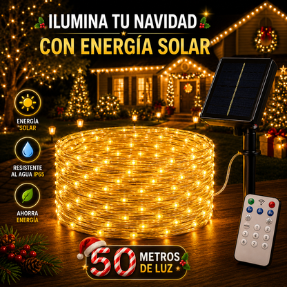 Preventa Navideña 🎄 Guirnalda Solar LED Premium 50 Metros - 50% de Descuento