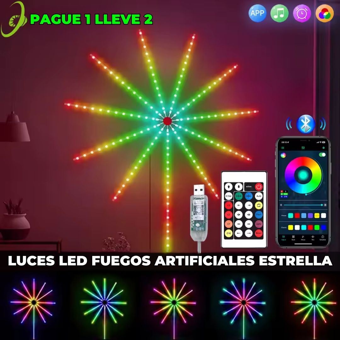 Luz Led Fuegos Artificiales Estrella 🌟 Preventa Navideña