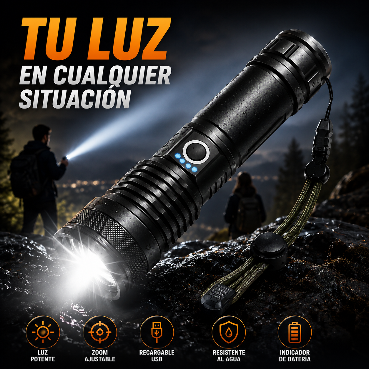 Linterna Táctica Militar Recargable de Largo Alcance 🔥 Preventa
