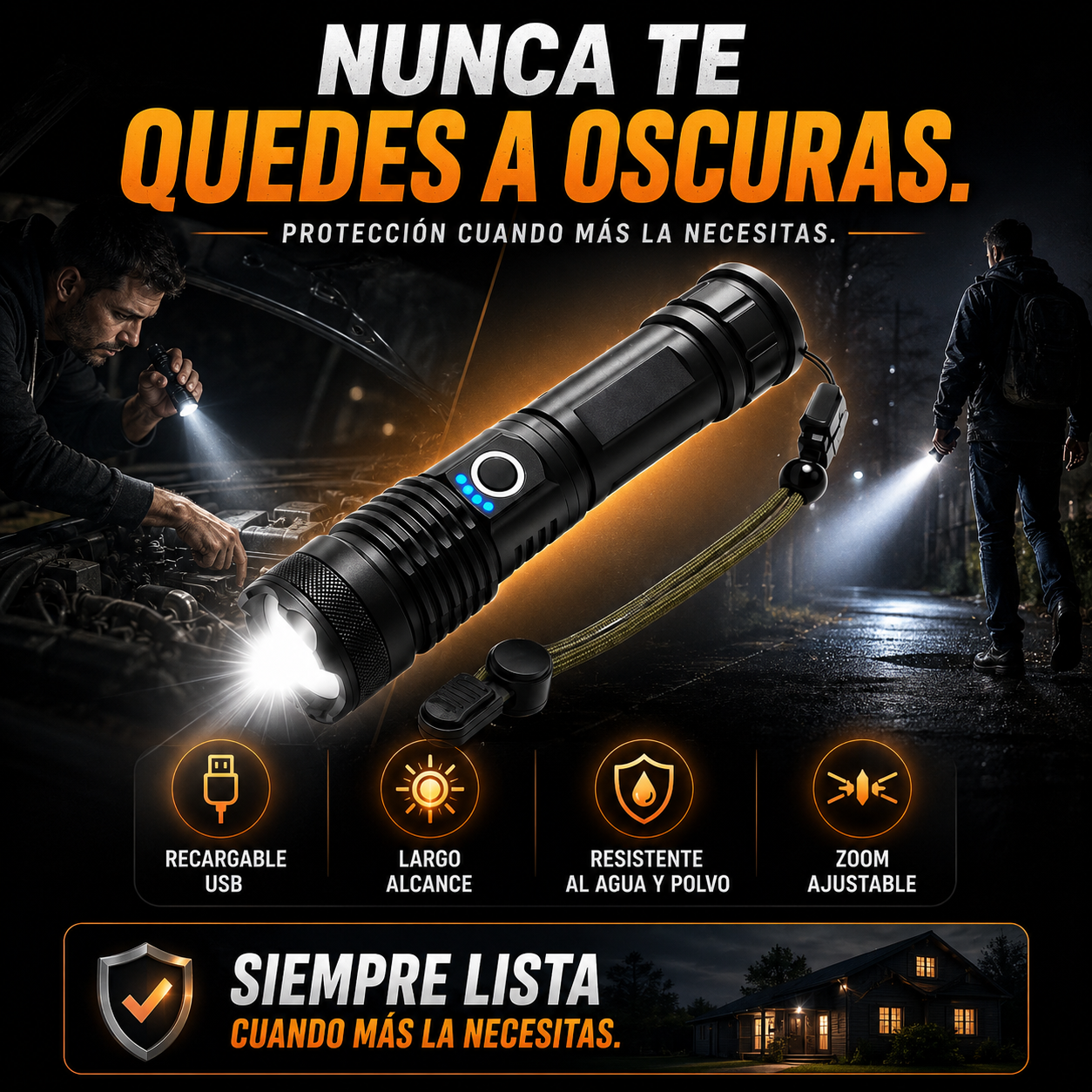 Linterna Táctica Militar Recargable de Largo Alcance 🔥 Preventa