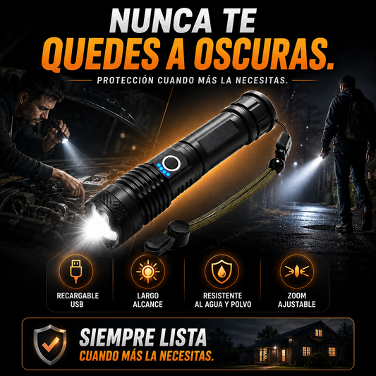 Linterna Táctica Militar Recargable de Largo Alcance 🔥 Preventa