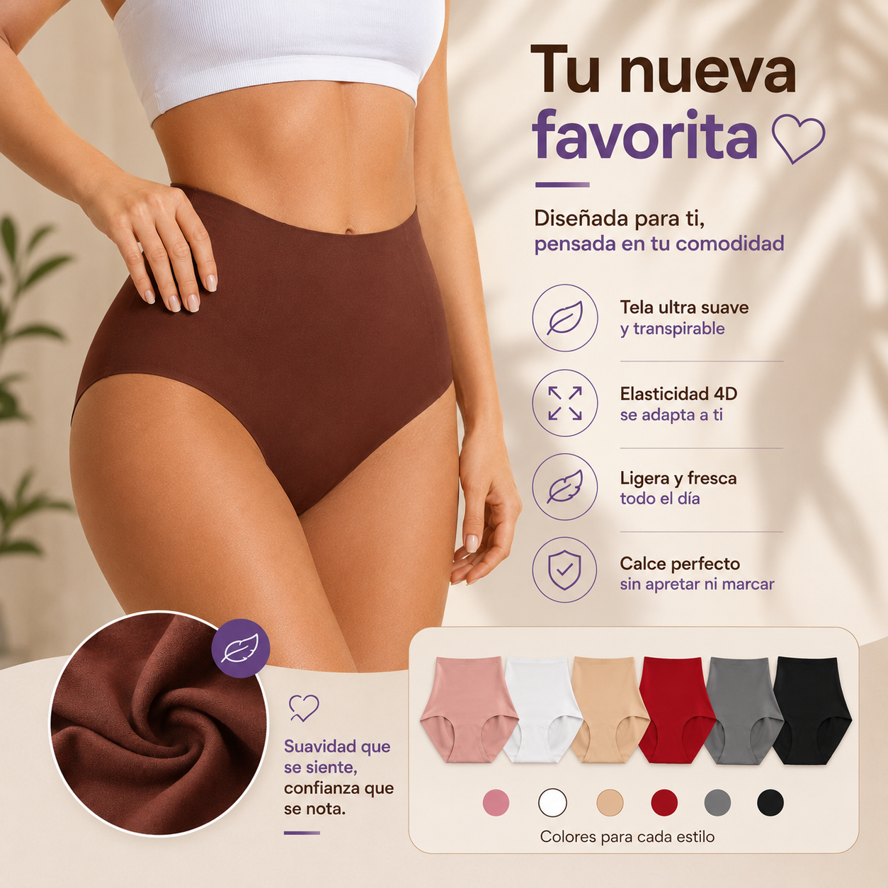 Combo 4 Panties sin Costuras de Talle Alto - Light Sculpt™