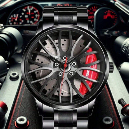Reloj de Cuarzo con Diseño en Forma de Rueda de Coche