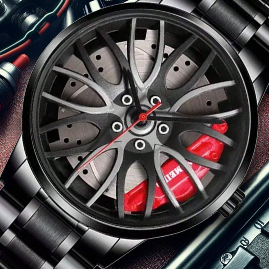 Reloj de Cuarzo con Diseño en Forma de Rueda de Coche