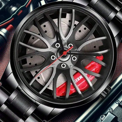 Reloj de Cuarzo con Diseño en Forma de Rueda de Coche