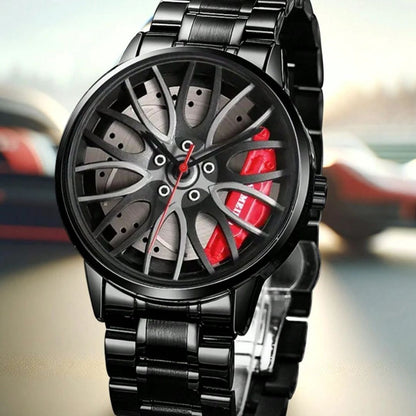 Reloj de Cuarzo con Diseño en Forma de Rueda de Coche