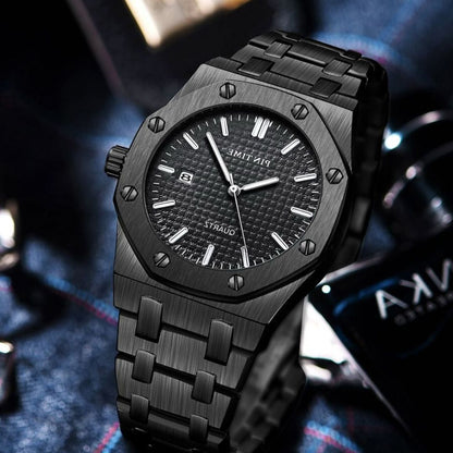 Reloj de Cuarzo con Esfera Geométrica y Calendario PINTIME – Elegancia y Precisión