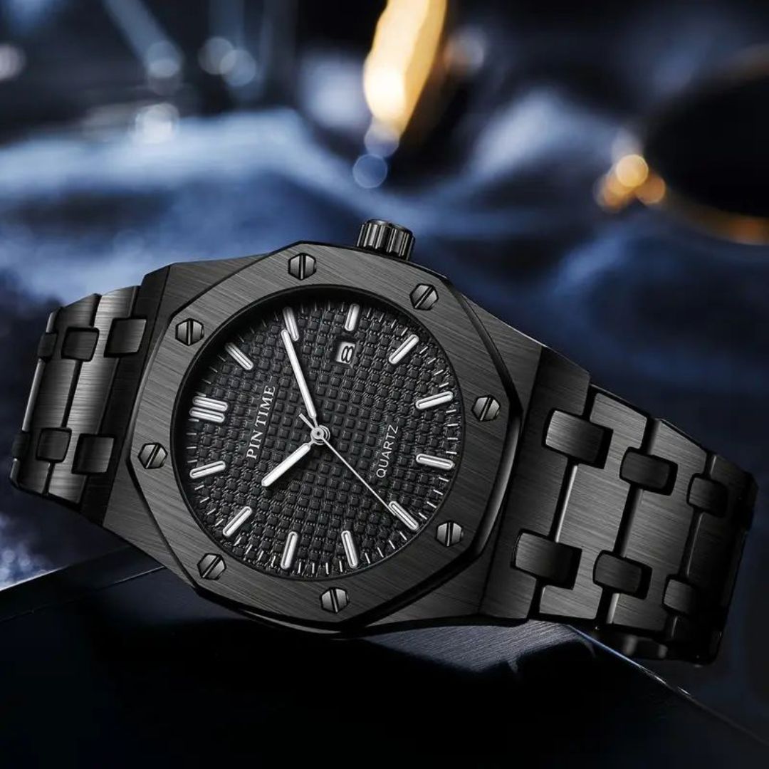 Reloj de Cuarzo con Esfera Geométrica y Calendario PINTIME – Elegancia y Precisión