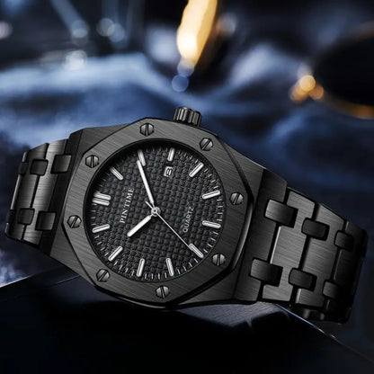 Reloj de Cuarzo con Esfera Geométrica y Calendario PINTIME – Elegancia y Precisión
