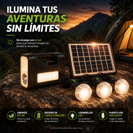 Kit de Panel Solar con Tres Bombillos